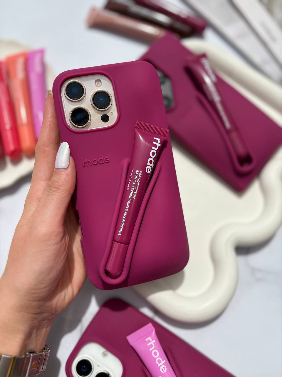 Rhode iPhone LipGloss Silicone Case - Raspberry
